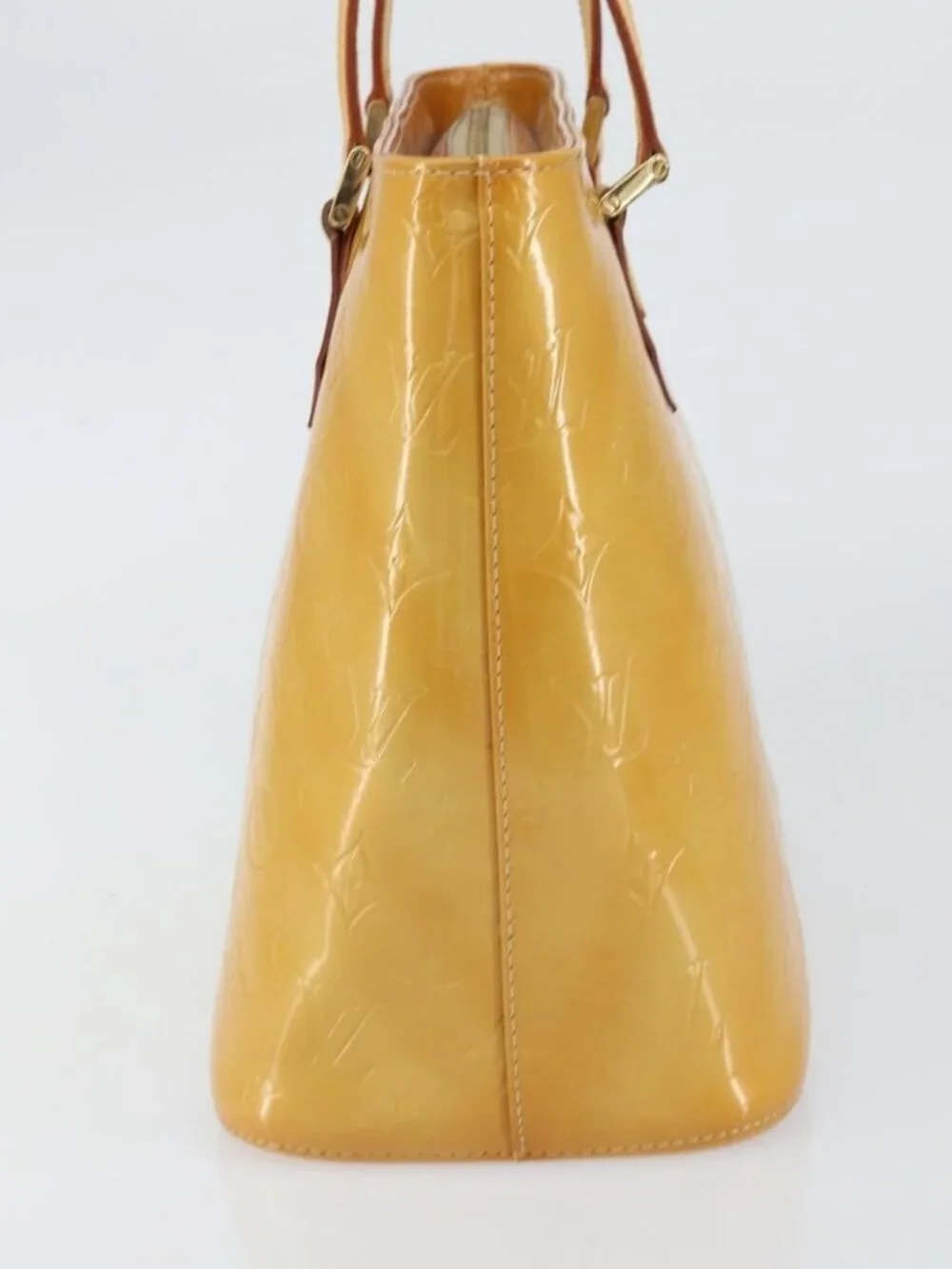 LOUIS VUITTON Monogram Vernis Houston Hand Bag Beige M91004 LV Auth 158012 - Picture 4 of 16